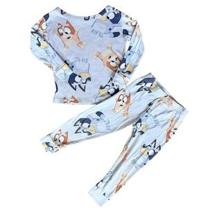 Disney Bluey bingo blue cotton long sleeve pajamas set snug fit